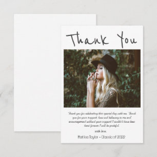 Einfache Schwarze Handschrift Foto Abschluss Dankeskarte