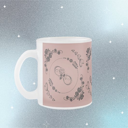 Einfache schwarze Herzen, Blüte, Unendlichkeit auf Mattglastasse