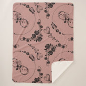 Einfache schwarze Herzen, Blüte, Unendlichkeit auf Sherpadecke (Vorderseite)