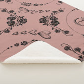 Einfache schwarze Herzen, Blüte, Unendlichkeit auf Sherpadecke (3/4)