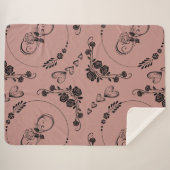 Einfache schwarze Herzen, Blüte, Unendlichkeit auf Sherpadecke (Vorderseite (Horizontal))