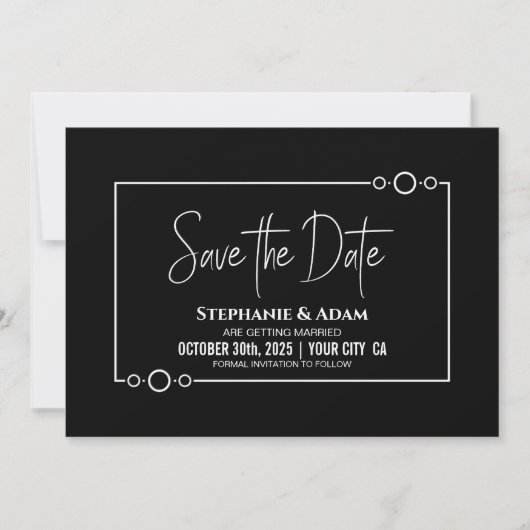 Einfache Schwarze Hochzeit Das Datum speichern Save The Date (Vorderseite)