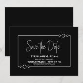Einfache Schwarze Hochzeit Das Datum speichern Save The Date (Vorne/Hinten)