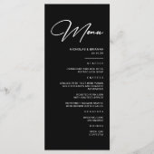 Einfache Schwarze Hochzeit Menükarte (Vorderseite)