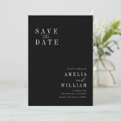 einfache schwarze Hochzeit Save the Date (Stehend Vorderseite)