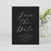 einfache schwarze Hochzeit Save the Date (Stehend Vorderseite)
