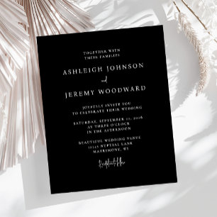 Einfache schwarze Hochzeitseinladung im minimalist