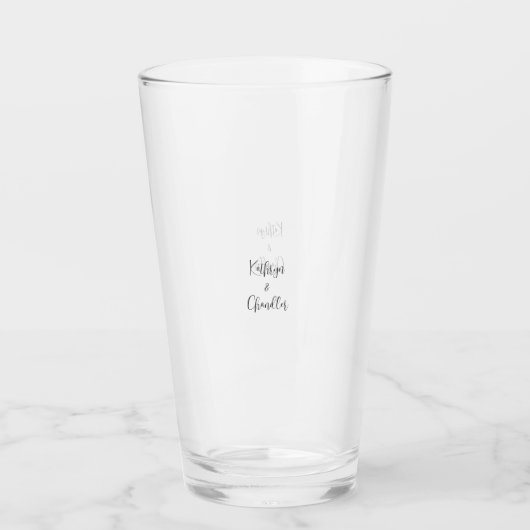 Einfache Schwarze Hochzeitskuppelnamen Hochzeitsgl Glas (Vorderseite)