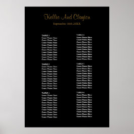 Einfache schwarze Hochzeitstabelle Poster