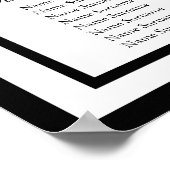 Einfache Schwarze Hochzeitstisch-Sitzplanung Poster (Ecke)