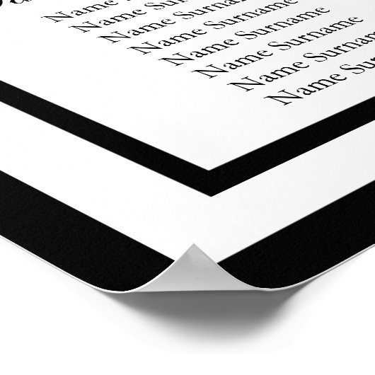 Einfache Schwarze Hochzeitstisch-Sitzplanung Poster (Ecke)