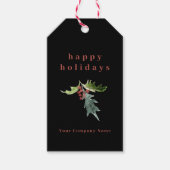 Einfache schwarze Holly QR Code Corporate Holiday Geschenkanhänger (Vorderseite)