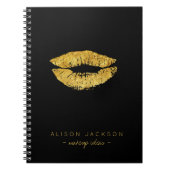 Einfache schwarze Imitate Goldlips Glam Makeup Kün Notizblock (Vorderseite)