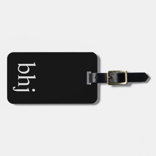 Einfache Schwarze Initialmonogramm Gepäckanhänger (Vorderseite horizontal)