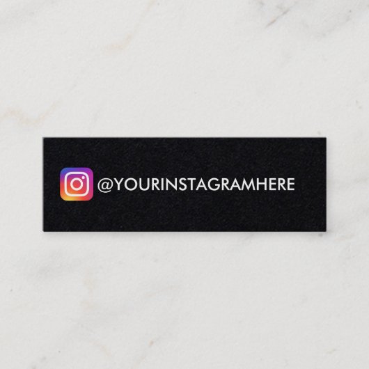 Einfache Schwarze Instagramm Mini Visitenkarte (Vorderseite)