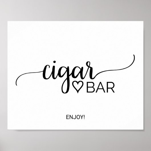 Einfache Schwarze Kalligrafie Cigar Bar Sign Poster (Vorne)