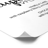 Einfache schwarze Kalligrafie Cupcake Flavors Zeic Poster (Ecke)