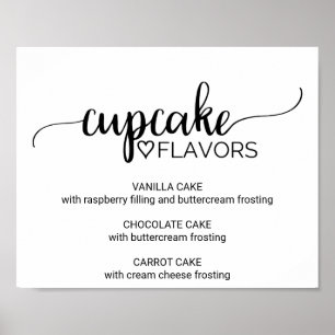 Einfache schwarze Kalligrafie Cupcake Flavors Zeic Poster