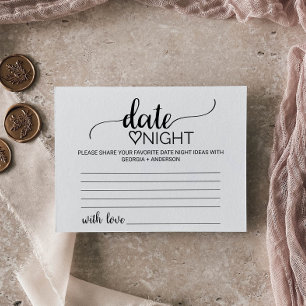 Einfache Schwarze Kalligrafie Date Night Idea Kart Postkarte