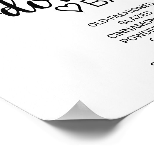 Einfache Schwarze Kalligrafie Donut Bar Sign Poster (Ecke)