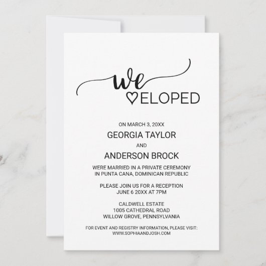 Einfache schwarze Kalligrafie Einladung (Vorderseite)