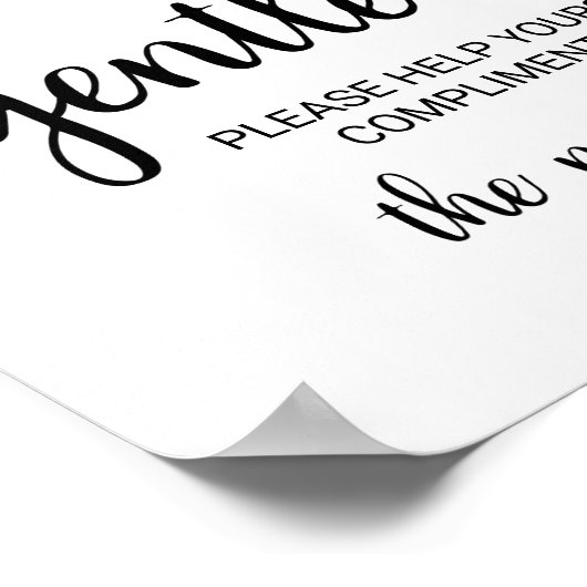 Einfache schwarze Kalligrafie Gentlemen Badezimmer Poster (Ecke)