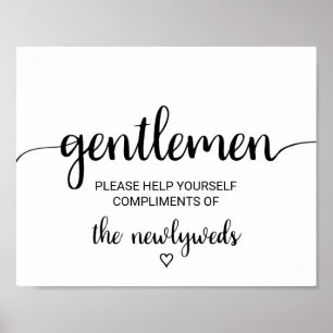 Einfache schwarze Kalligrafie Gentlemen Badezimmer Poster