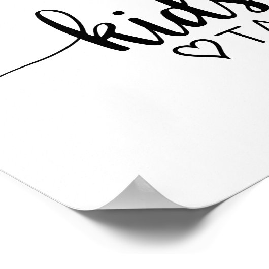 Einfache schwarze Kalligrafie Kids Table Sign Poster (Ecke)