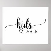 Einfache schwarze Kalligrafie Kids Table Sign Poster (Vorne)