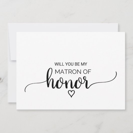 Einfache schwarze Kalligrafie Matron of Honour Vor Einladung (Vorderseite)