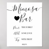 Einfache Schwarze Kalligrafie Mimosa Bar Sign Poster (Vorne)