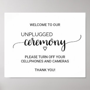Einfache schwarze Kalligrafie Unplugged Zeremony S Poster
