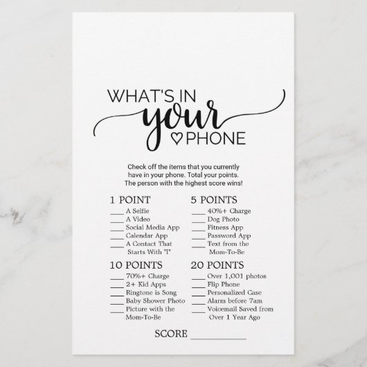 Einfache schwarze Kalligrafie Was steckt in deinem (Rückseite)