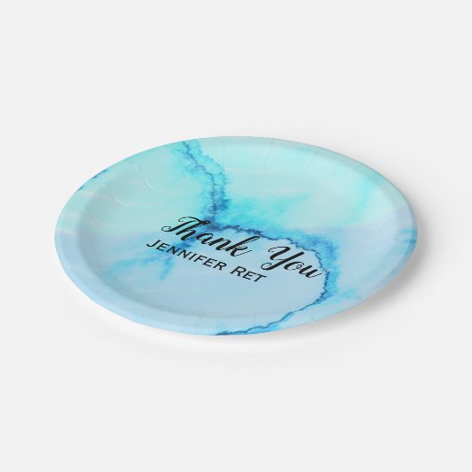 einfache schwarze Kalligraphie, danke hinzufügen Pappteller (Schrägansicht)