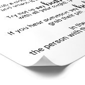 Einfache schwarze Kalligraphie sagt kein Baby-Zeic Poster (Ecke)