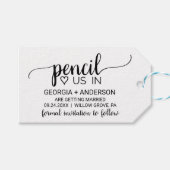 Einfache schwarze Kalligraphie Save the Date Geschenkanhänger (Vorderseite (Horizontal))