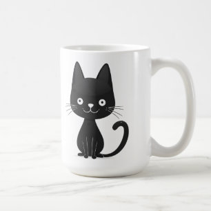 Einfache schwarze Katzenillustration süße Kawaii-K Kaffeetasse