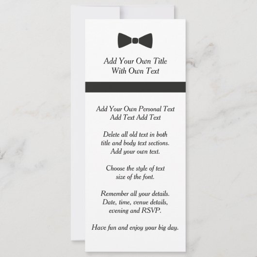 Einfache Schwarze Krawatte Bow Krawatte Einladung (Vorderseite)