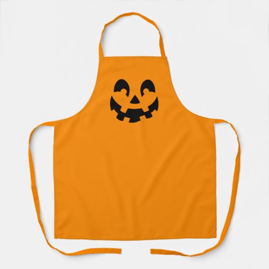 Einfache schwarze Kürbisgesicht an orangefarbenem  Schürze (Vorderseite)