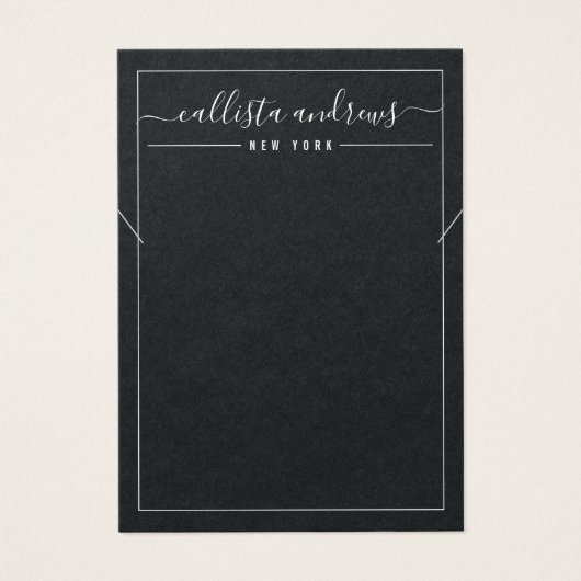 Einfache schwarze, kurvenförmige Netzwerkkarte (Vorderseite)