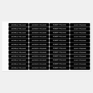 Einfache SCHWARZE KUSTOM Kids Name Etiketten
