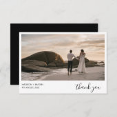Einfache Schwarze Landschaft Foto Hochzeit Dankeskarte (Vorne/Hinten)