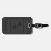 Einfache schwarze Leder und Elefanten Gepäckanhänger (Vorderseite horizontal)