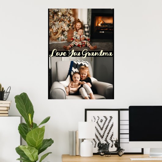 Einfache schwarze Liebe Sie Oma Custom Foto Poster (Heimbüro)