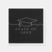 Einfache Schwarze Linie Art Graduation Cap Serviette (Vorderseite)