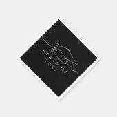 Einfache Schwarze Linie Art Graduation Cap Serviette (Ecke)