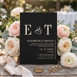 Einfache schwarze minimalistische Hochzeitseinladu Einladung