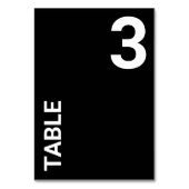 Einfache Schwarze Minimalistische Tischnummer (Vorderseite)