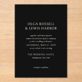 Einfache Schwarze Moderne Hochzeit Acryleinladungen (Vorderseite)