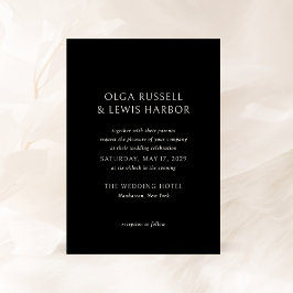 Einfache Schwarze Moderne Hochzeit Einladung